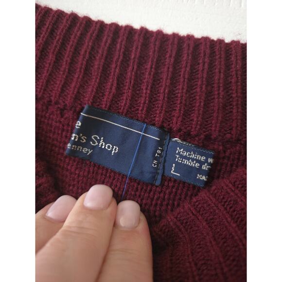 Vintage Large Mens Fair Isle Red Blue Sweater Snowflake The Mens Shop - Picture 5 of 6